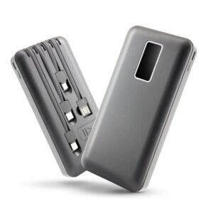 Black portable power bank isolated on white background